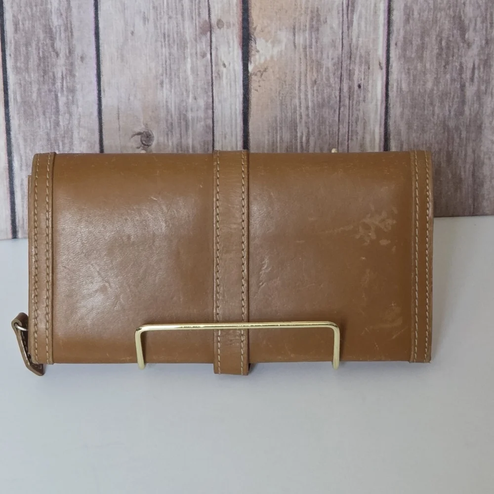 Burberry Tan Leather Continental Buckle Wallet